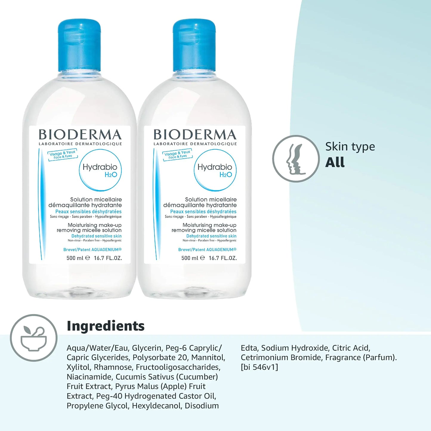 Bioderma - Hydrabio H2O Micellar Water - Face Cleanser and Makeup Remover