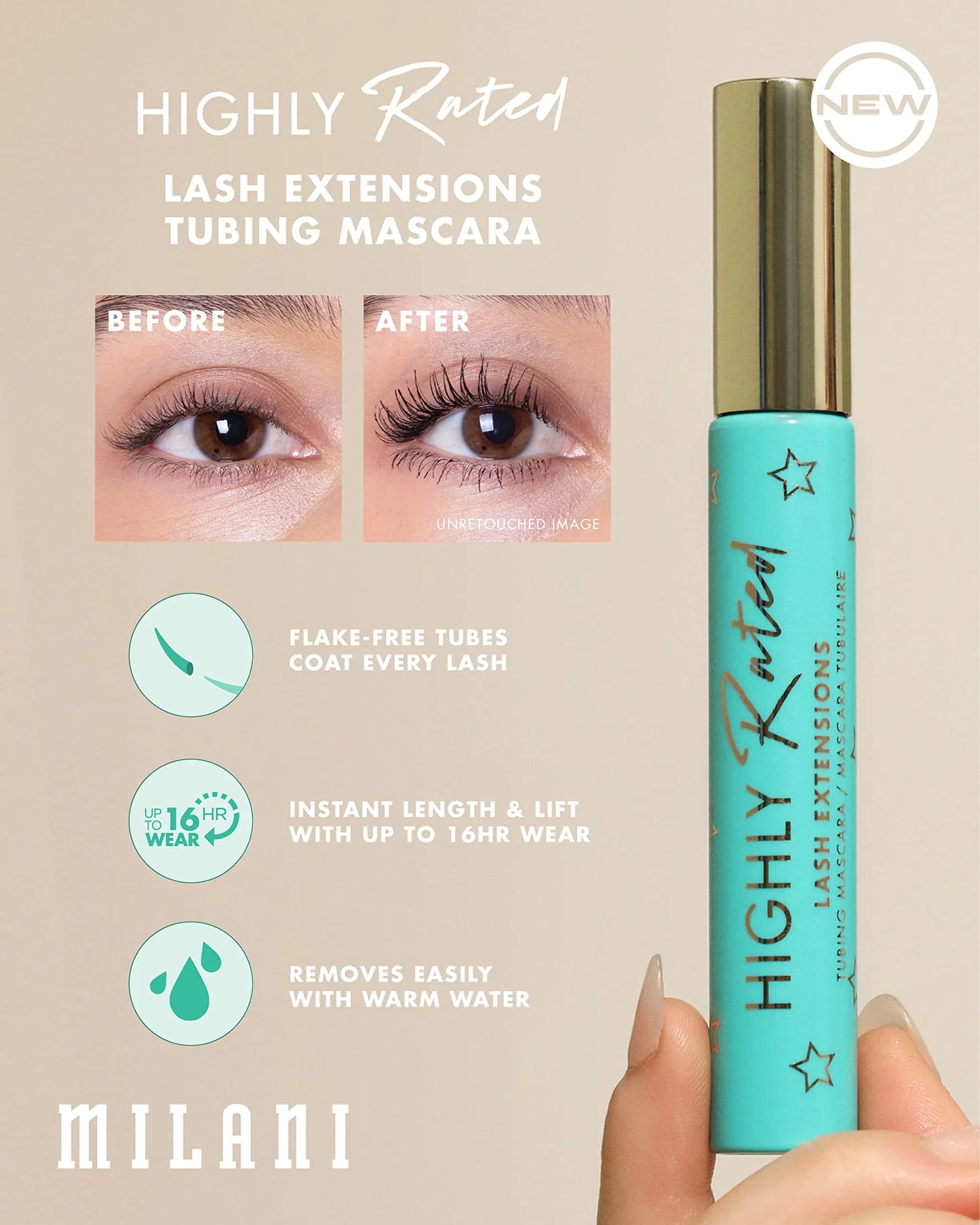 Milani Highly Rated Lash Extensions Tubing Mascara for Added Length and Lift