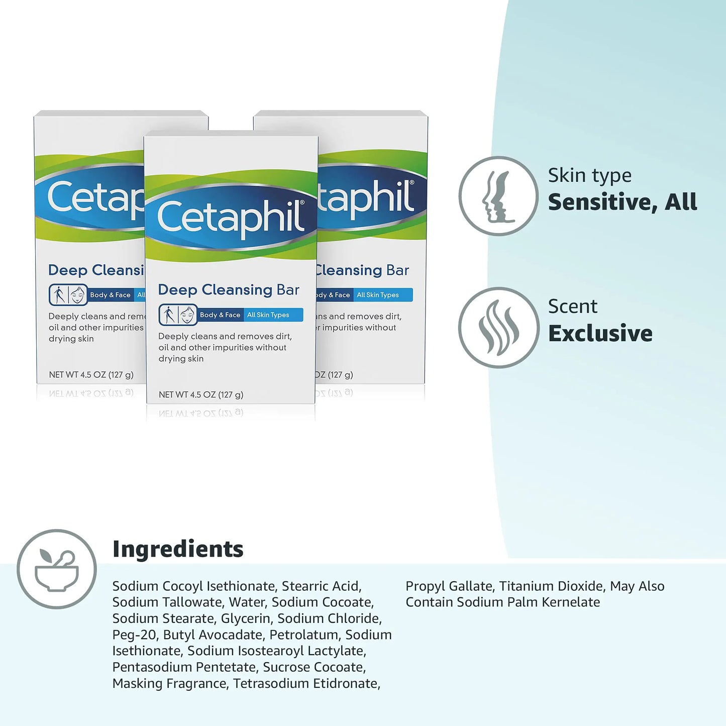 Cetaphil Bar Soap, Deep Cleansing Face and Body Bar