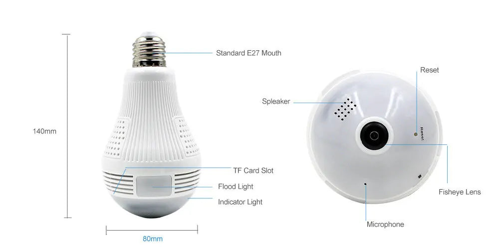 360 Degree Panoramic Light Bulb Camera