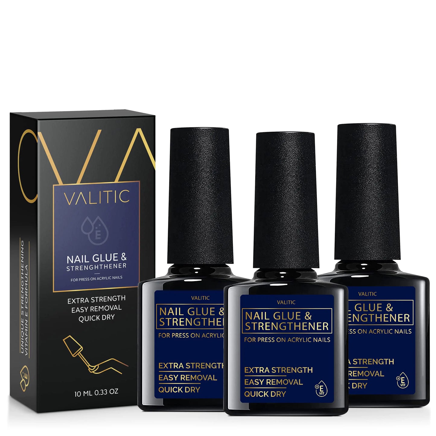 Valitic Nail Glue and Strengthener for Acrylic and Press On Nails