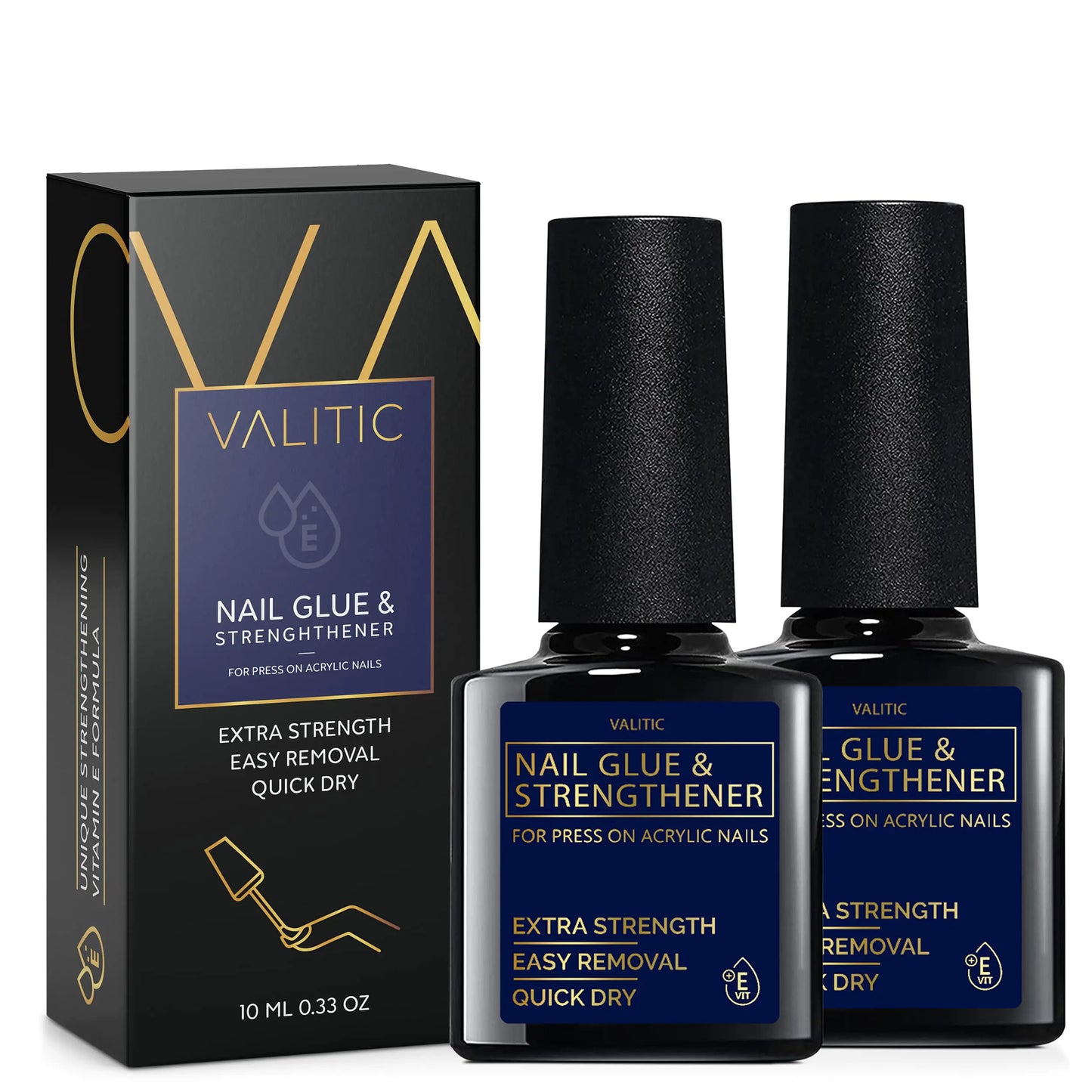 Valitic Nail Glue and Strengthener for Acrylic and Press On Nails