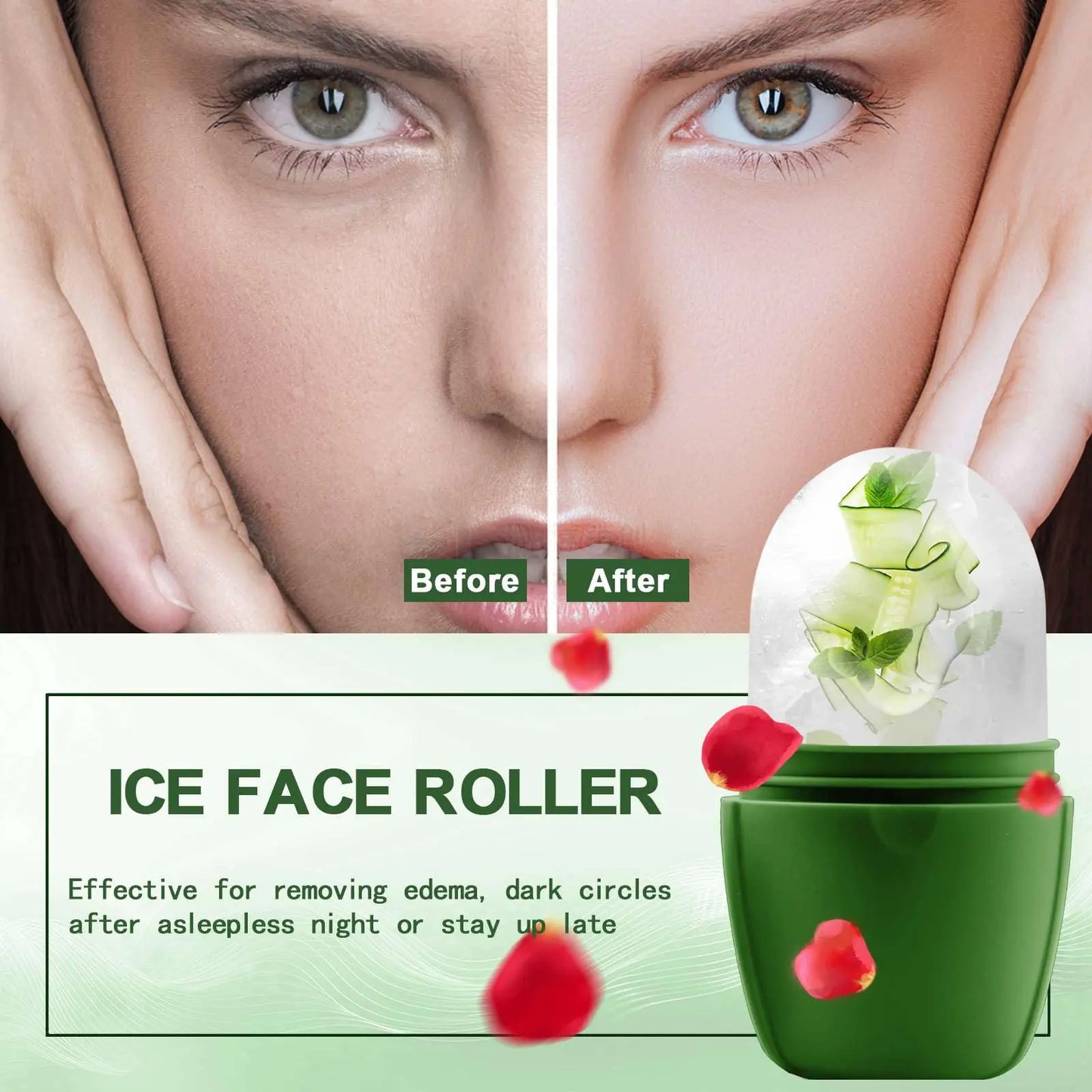 XHJRI Ice Face Roller Massager,Ice Cube Roller for Face