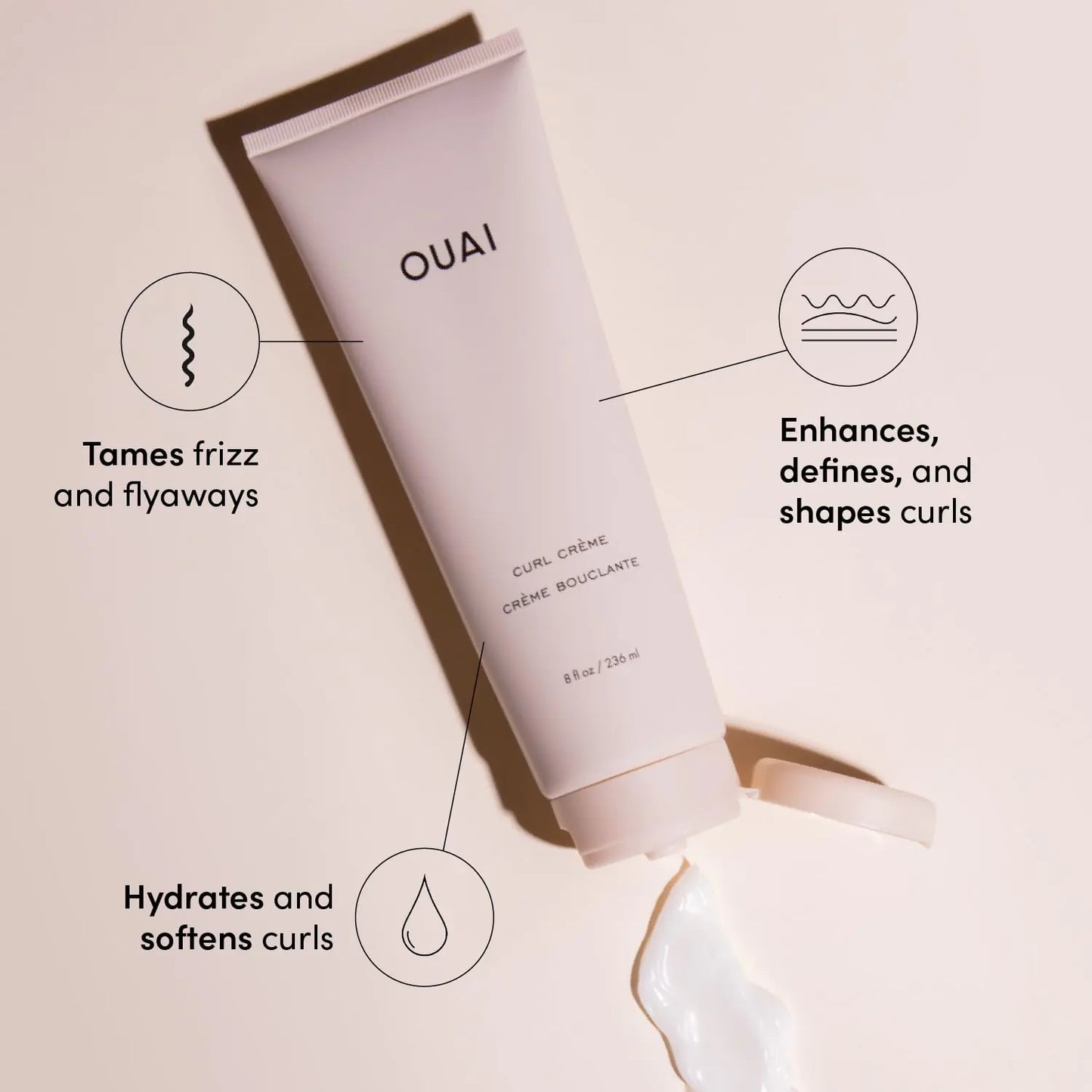 OUAI Curl Cream - Curl Defining Cream for Hydrated, Shiny Curls