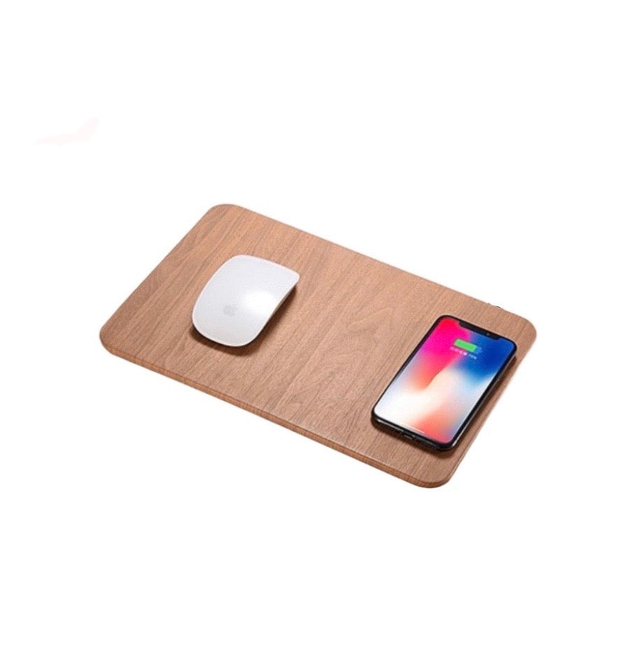 Leather Wood Wireless Charging Mouse Pad