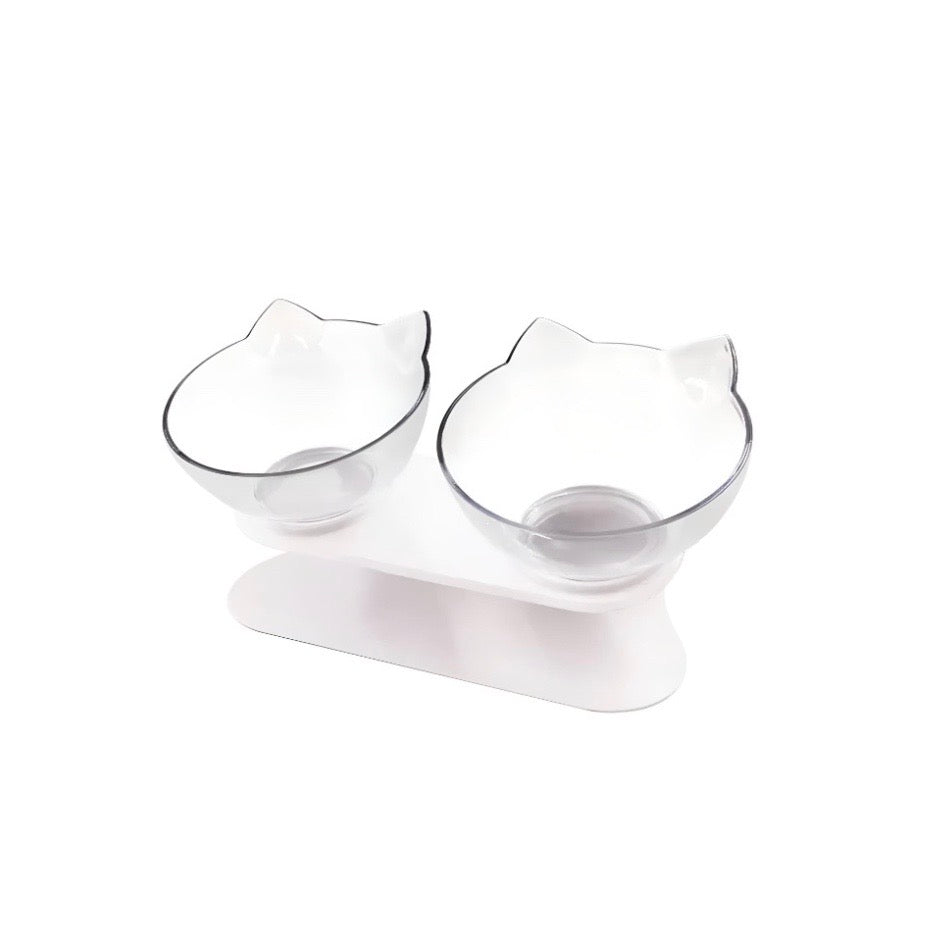 Pet Double Cat Bowl With Raised Stand