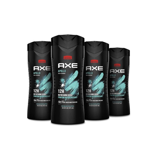 AXE Body Wash Apollo 4 Count for Long Lasting Freshness