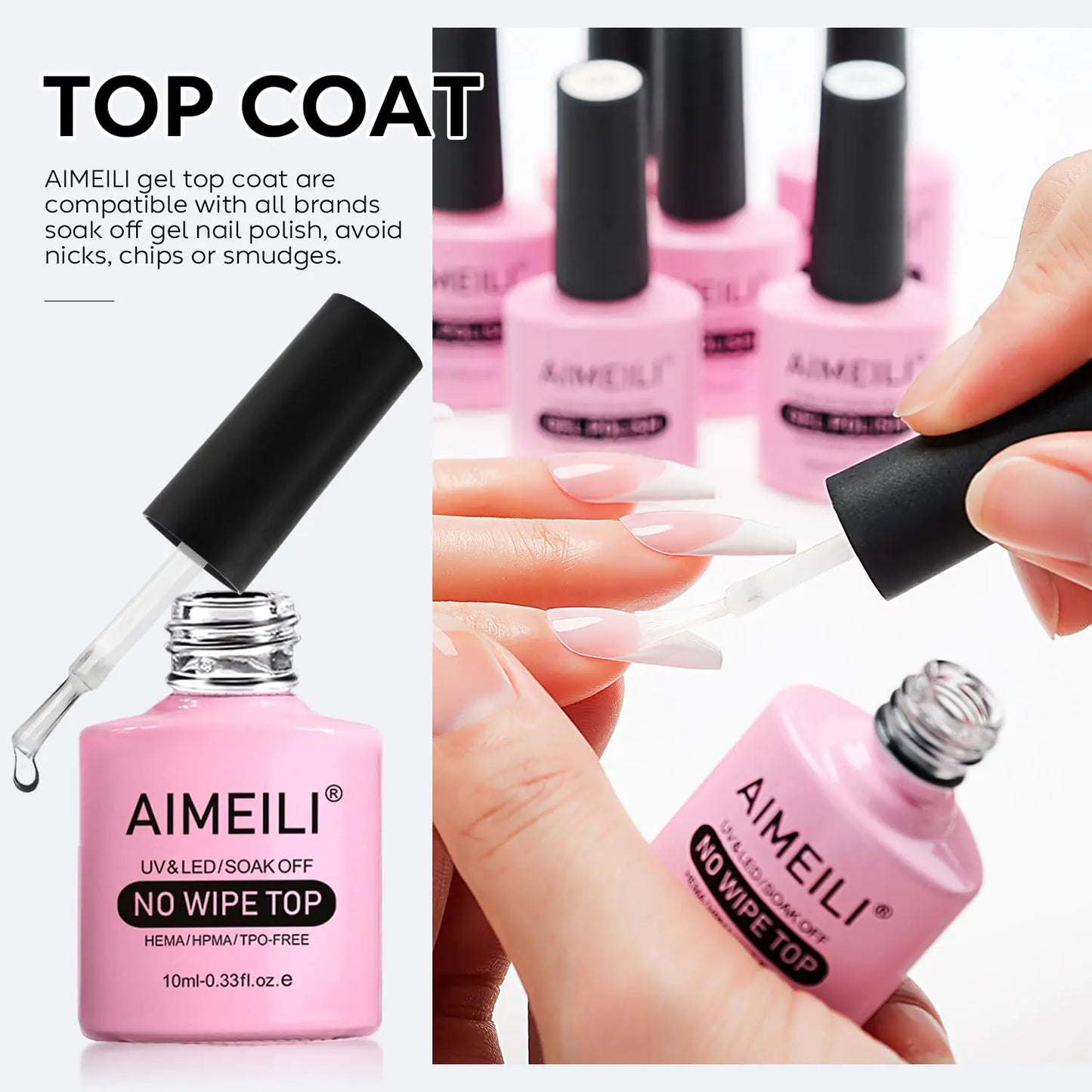 Juego de capa base y superior de esmalte de uñas en gel AIMEILI que no necesita limpieza