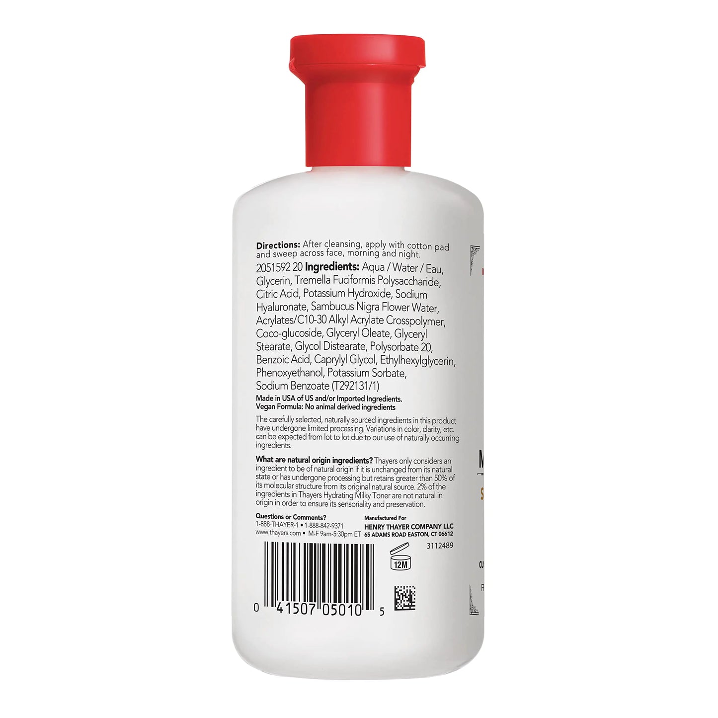 THAYERS Milky Face Toner Skin Care with Snow Mushroom and Hyaluronic Acid