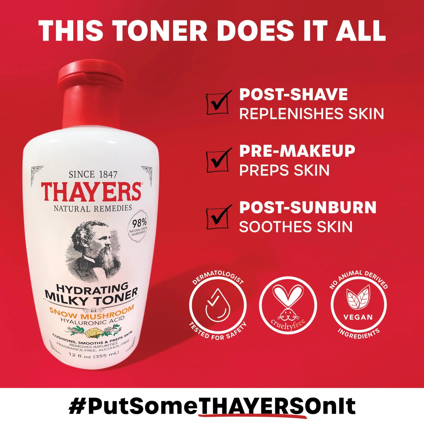 THAYERS Milky Face Toner Skin Care with Snow Mushroom and Hyaluronic Acid