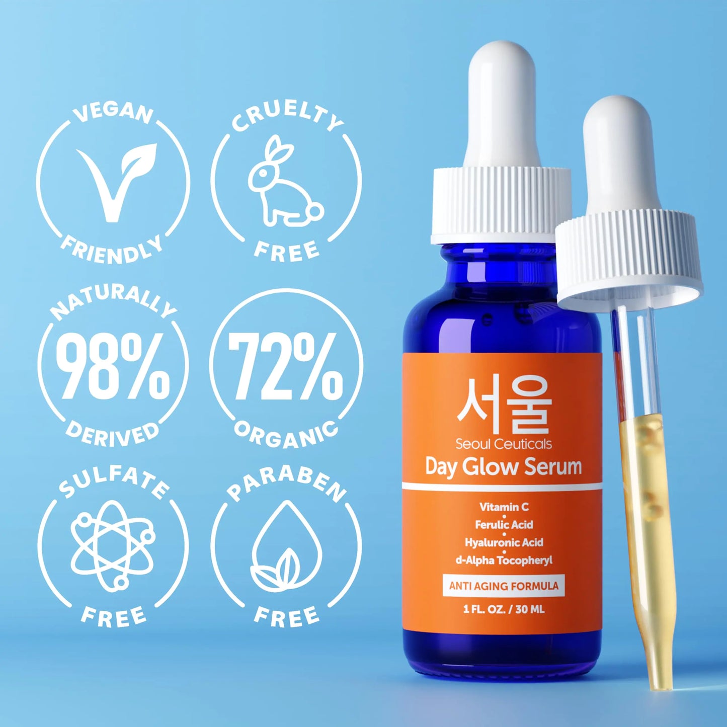 SeoulCeuticals Korean Skin Care 20% Vitamin C Hyaluronic Acid Serum