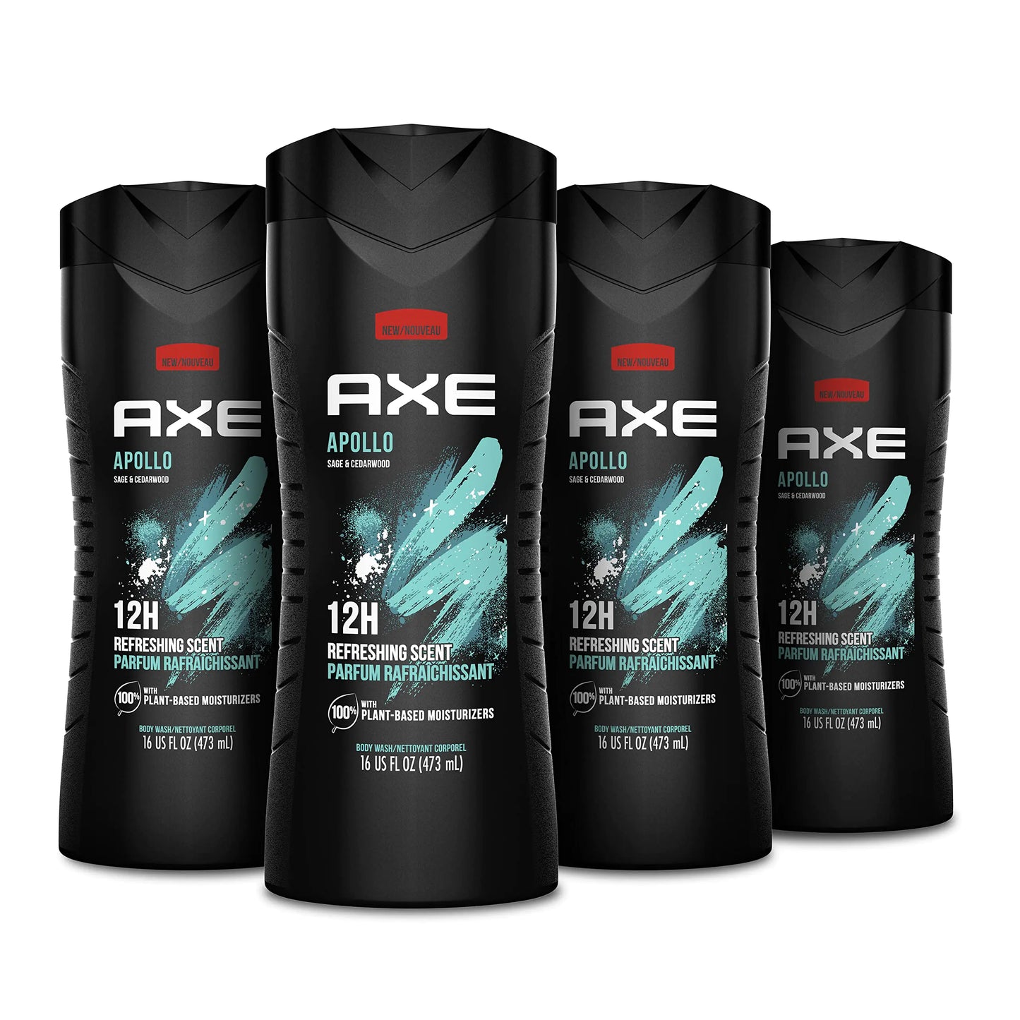 AXE Body Wash Apollo 4 Count for Long Lasting Freshness