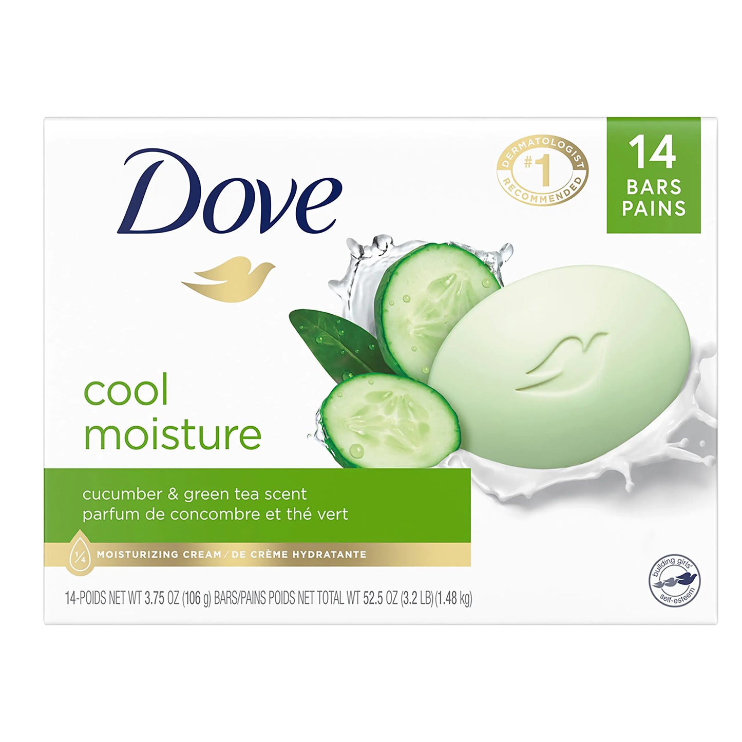 Dove Skin Care Beauty Bar For Softer Skin Cucumber and Green Tea