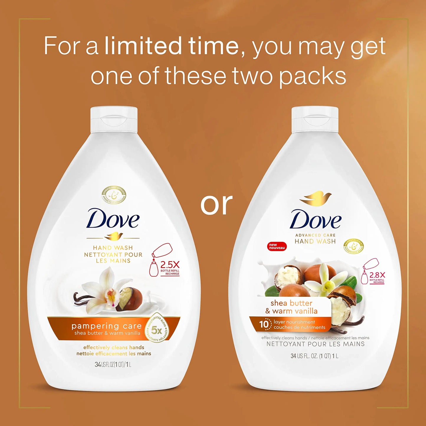 Dove Advanced Care Hand Wash Shea Butter & Warm Vanilla Pack of 3