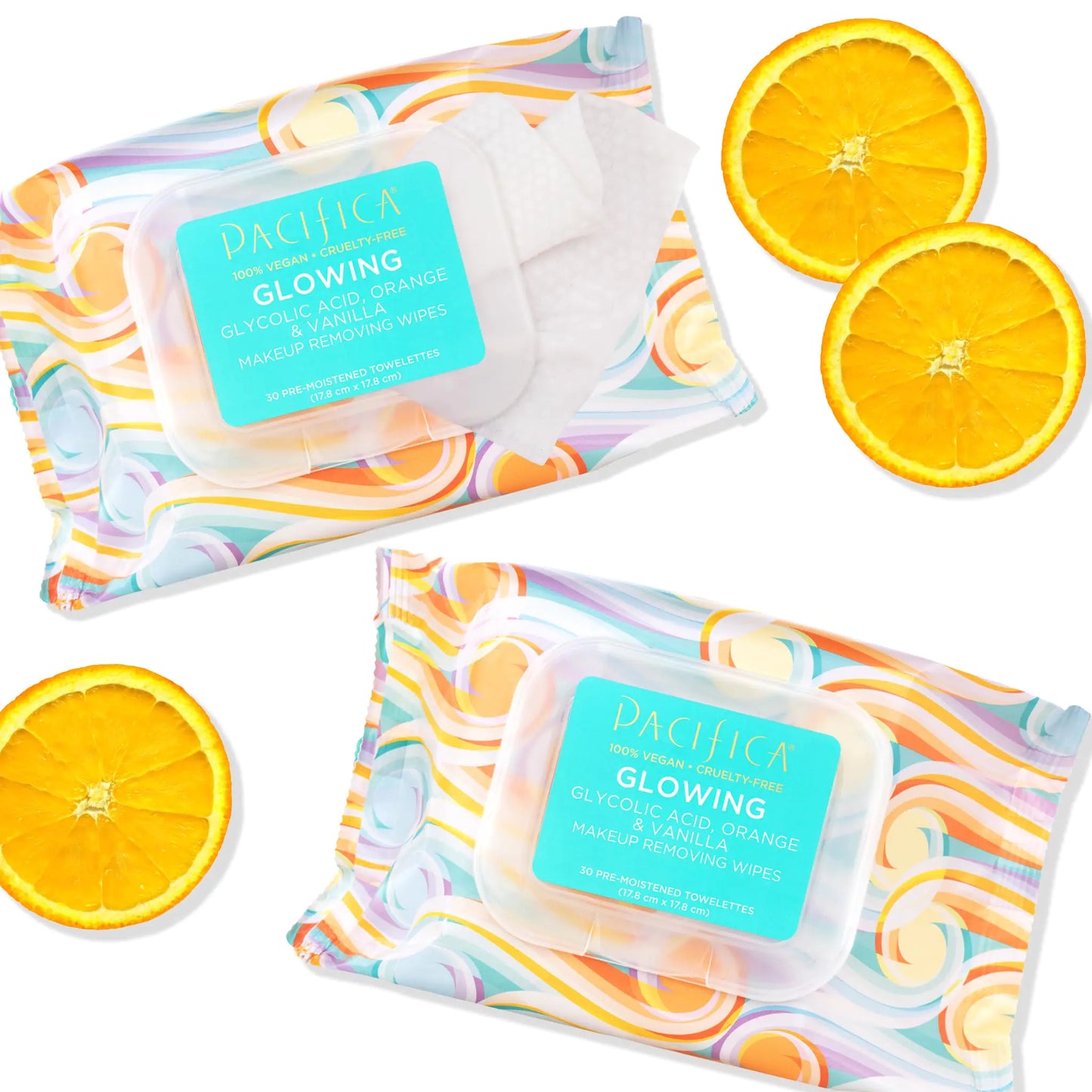 Pacifica Beauty Glowing Glycolic Acid, Orange & Vanilla Makeup Remover Wipes