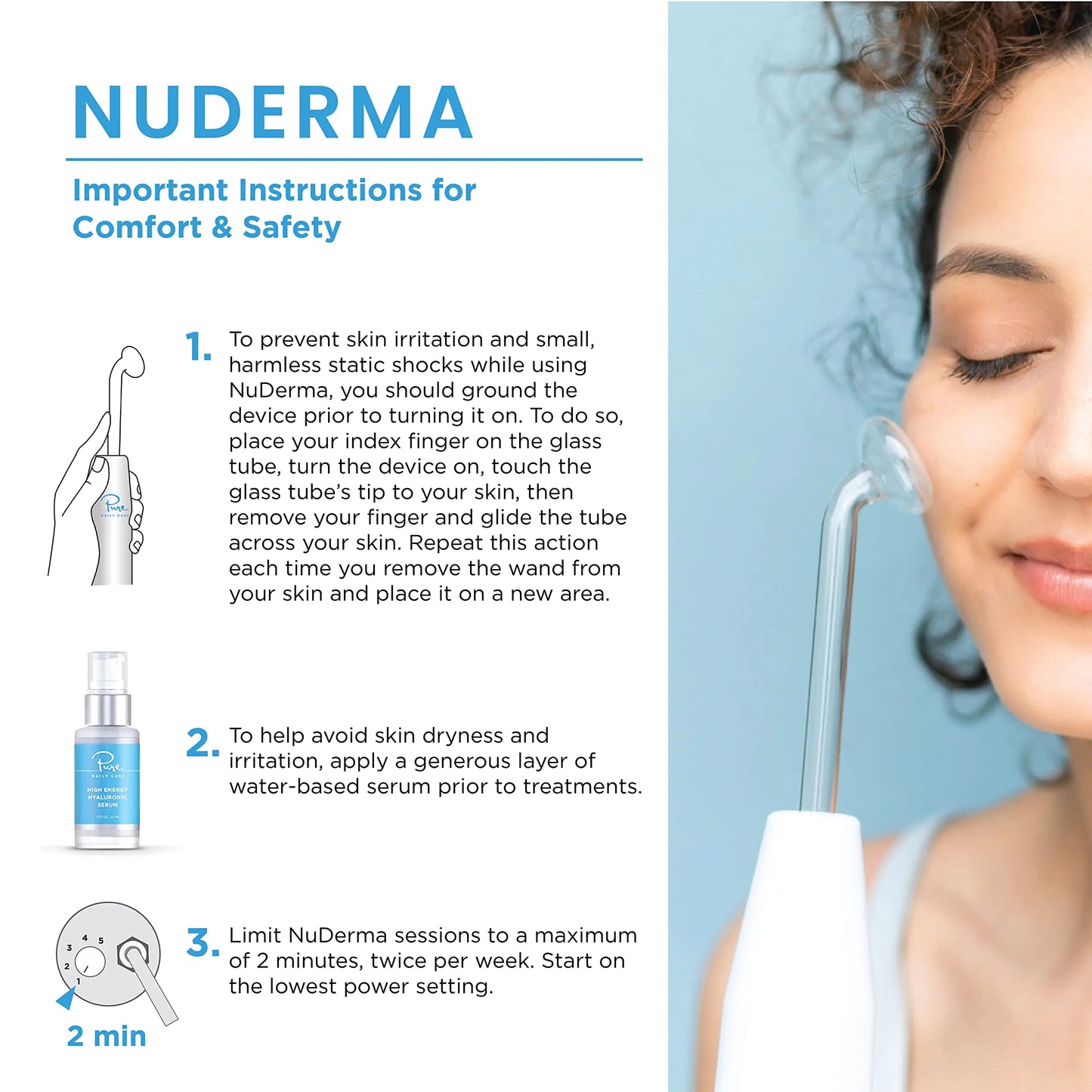 NuDerma Portable Handheld Skin Therapy Wand Machine w/Neon