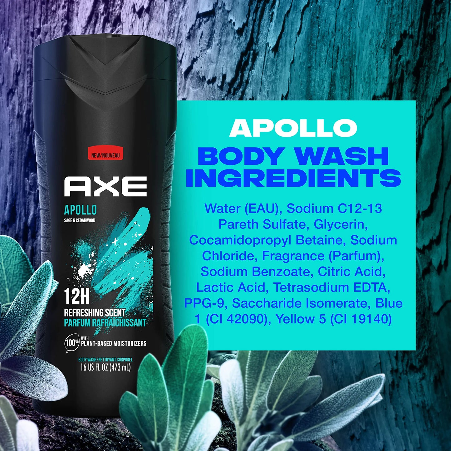 AXE Body Wash Apollo 4 Count for Long Lasting Freshness