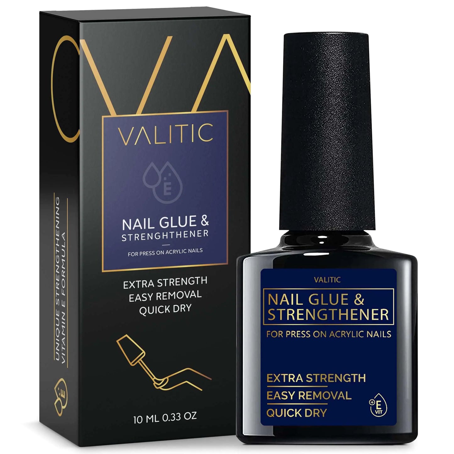 Valitic Nail Glue and Strengthener for Acrylic and Press On Nails