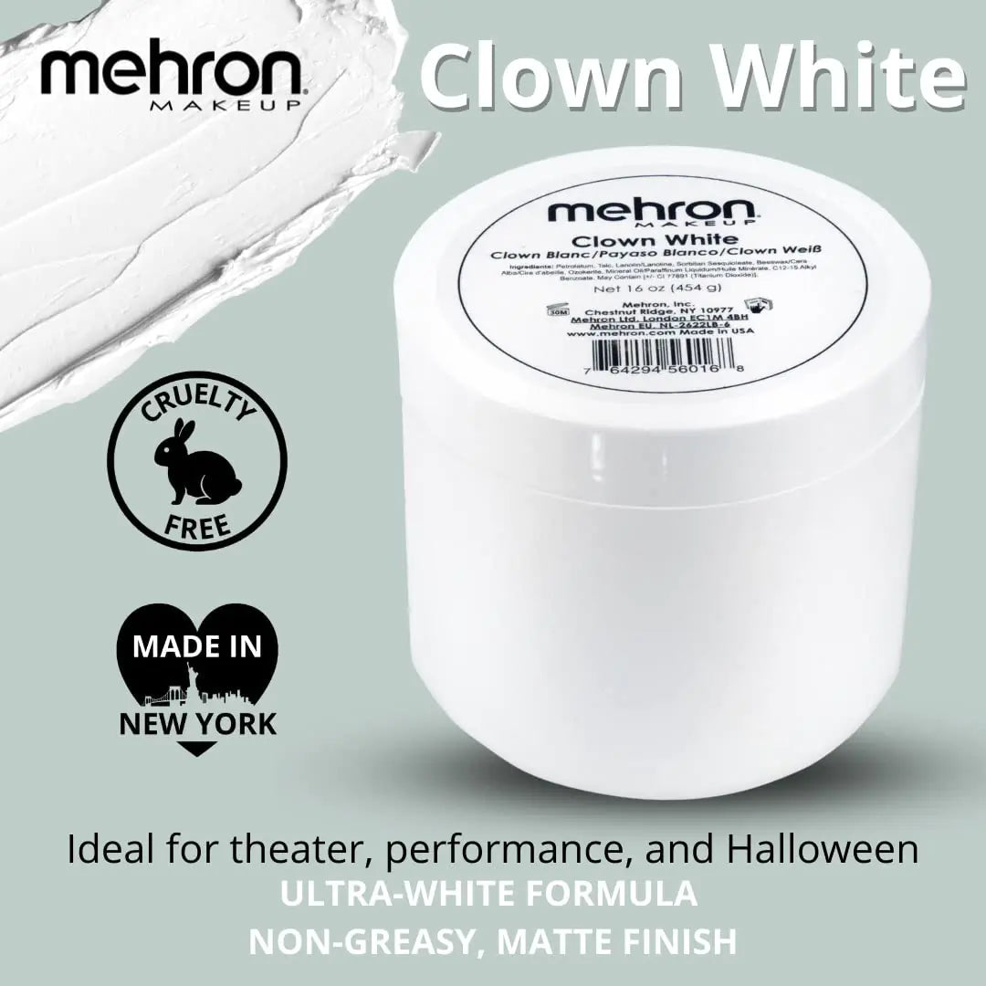 Mehron Makeup Clown White Professional Face Paint Cream Makeup