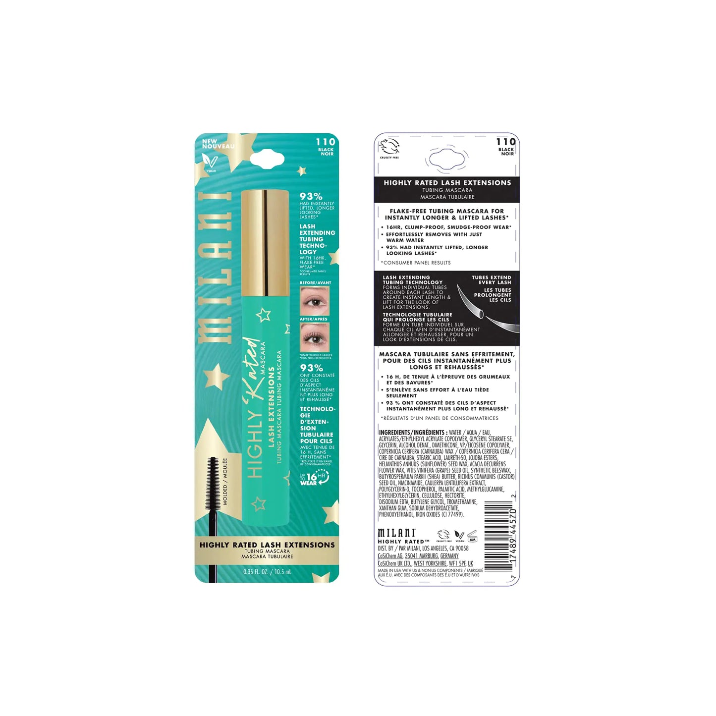 Milani Highly Rated Lash Extensions Tubing Mascara for Added Length and Lift