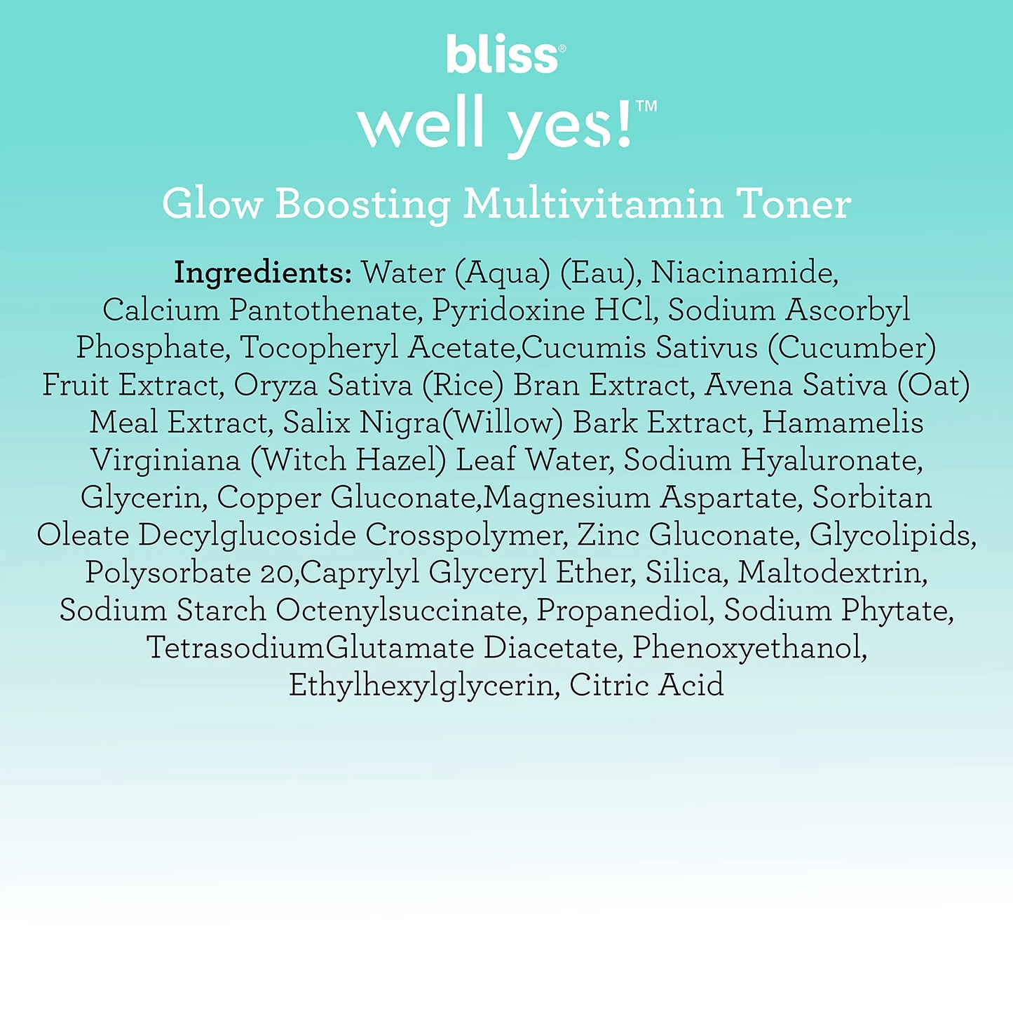 Bliss Well Yes Hydrating Toner with Vitamin B3, B5, B6, C & E