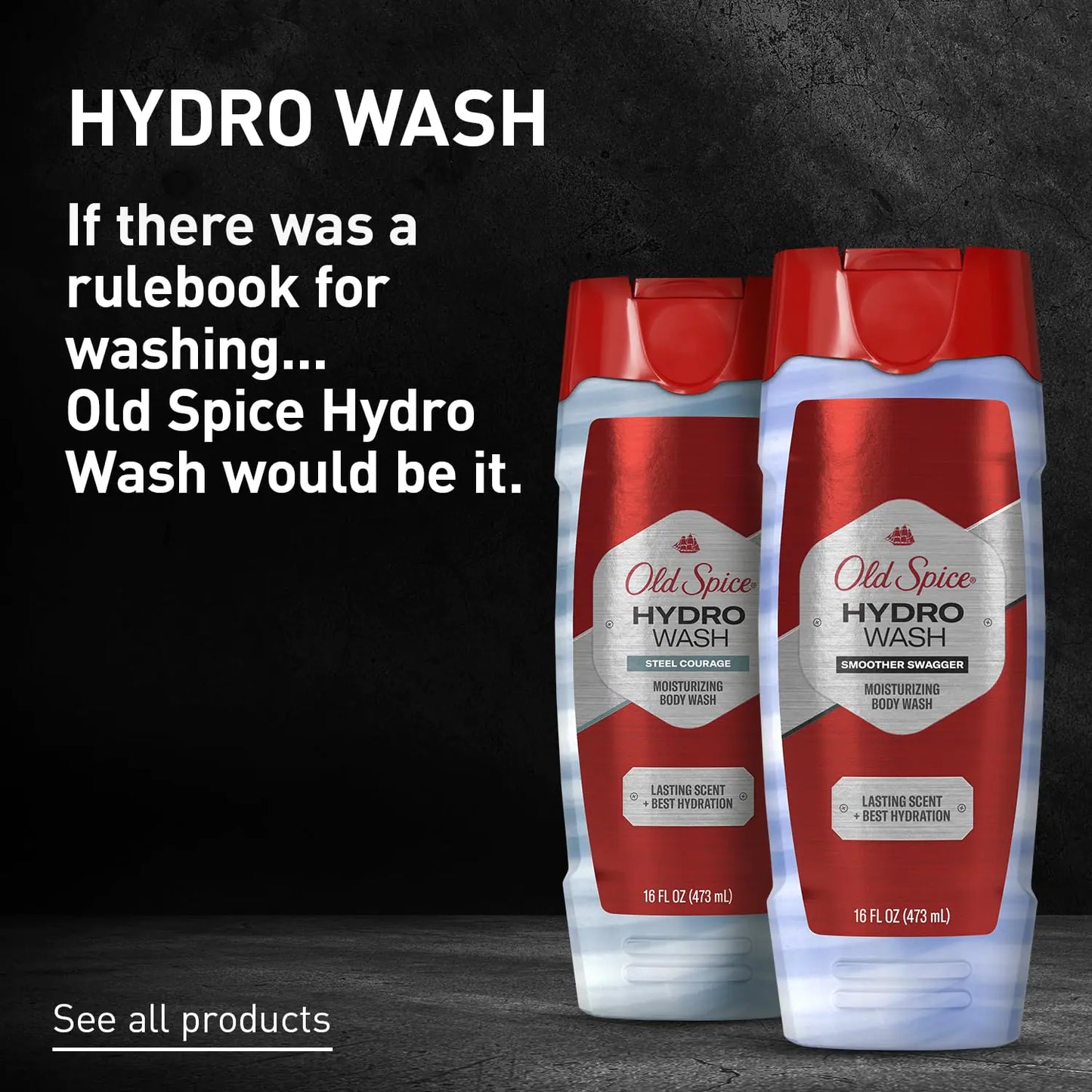 Old Spice Hydro Body Wash for Men, 2 in 1 Lasting Scent