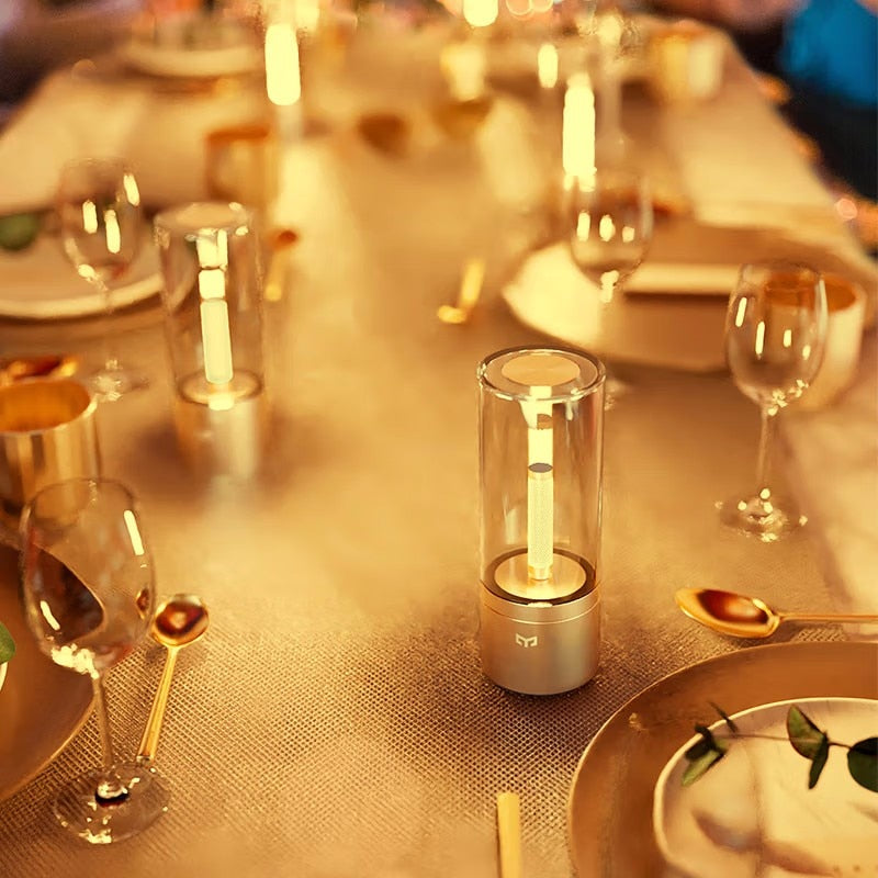 Lámpara de mesa de noche con luz de vela recargable