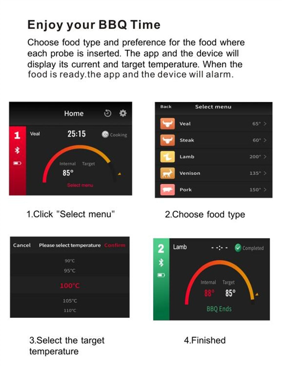 Termómetro inalámbrico para alimentos de cocina