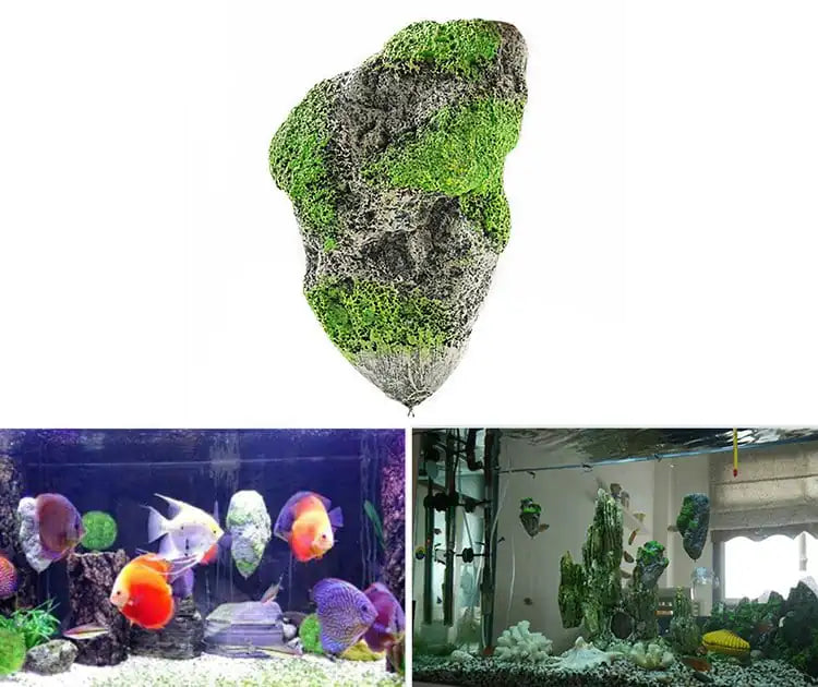 Decoraciones para acuarios con rocas de musgo flotantes