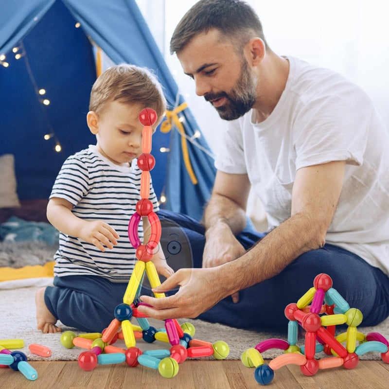 Palo de bloques constructores magnéticos para niños