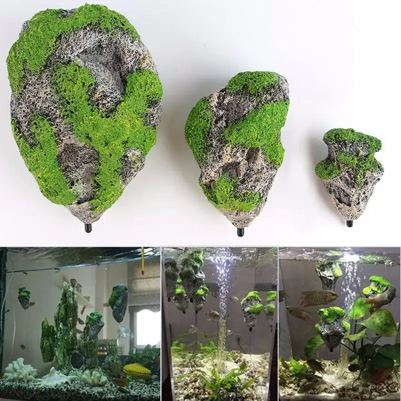 Decoraciones para acuarios con rocas de musgo flotantes