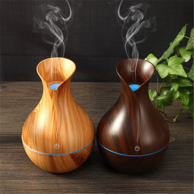 Humidificador de grano de madera con forma de jarrón